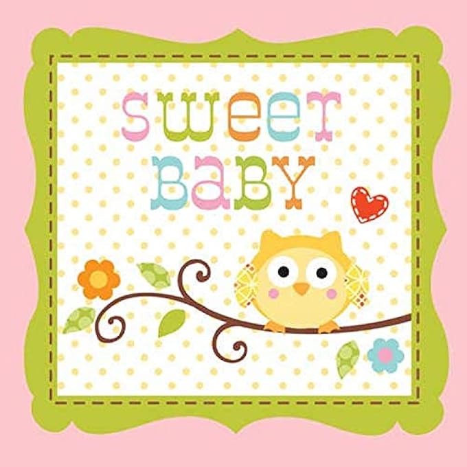 HAPPI TREE SWEET BABY GIRL BEVERAGE NAPKINS 16 PIECES